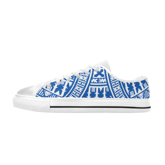 KID'S WHITE BLUE Low Top Canvas Sneakers
