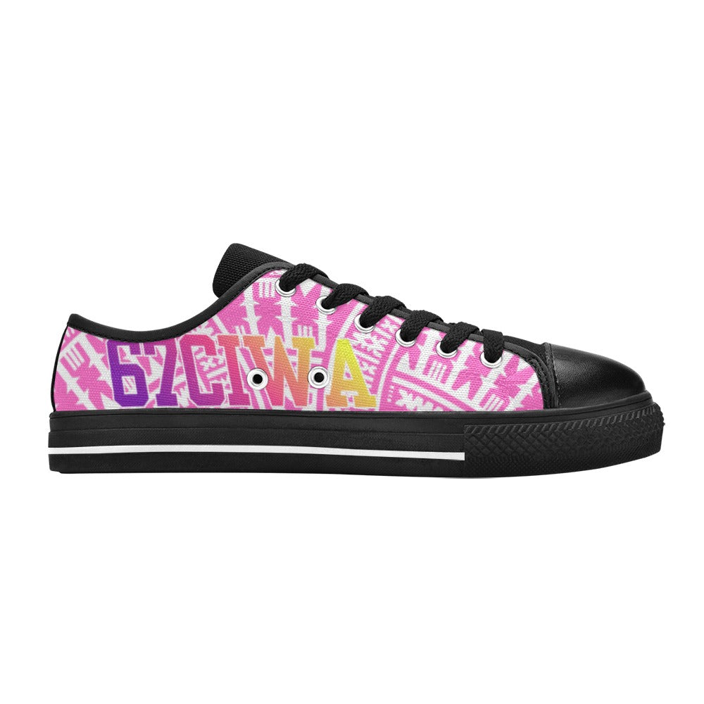 WHITE ON PINK Women's Low Top