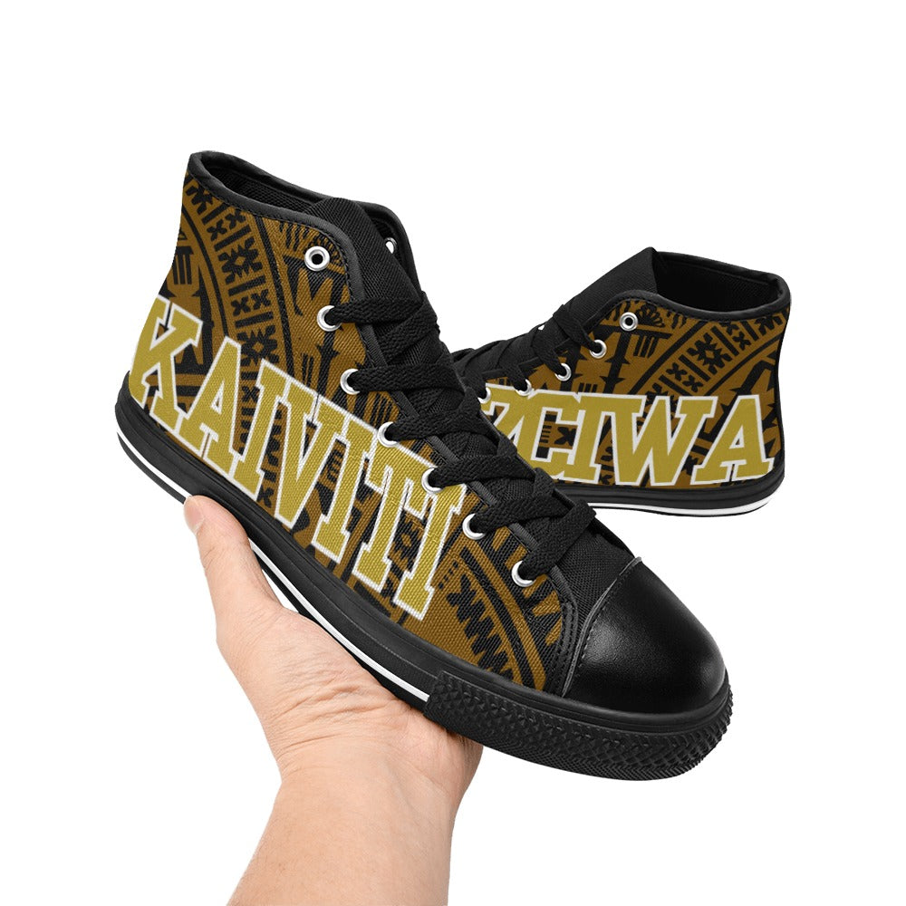 KID'S KAIVITI Brown Gold High Top Canvas