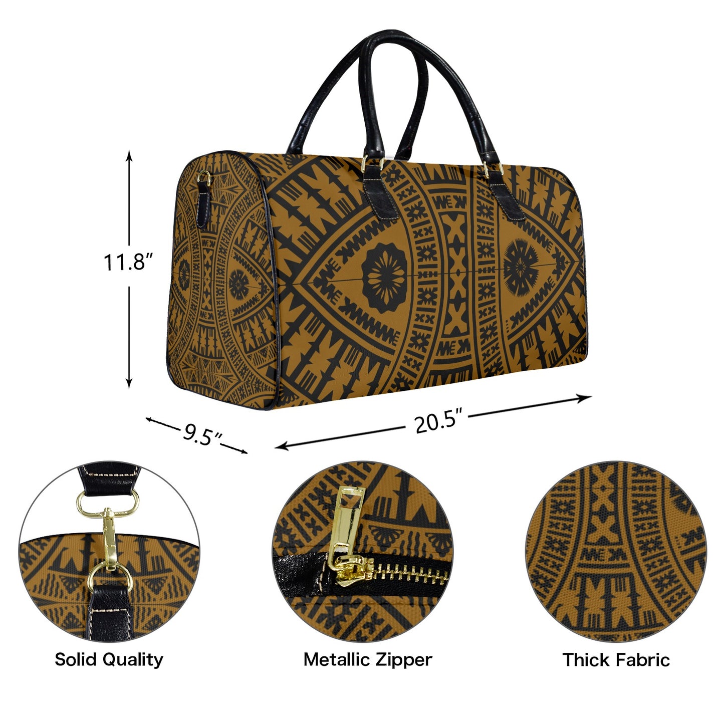 BROWN BLACK Travel Bag-Large (Black Short)