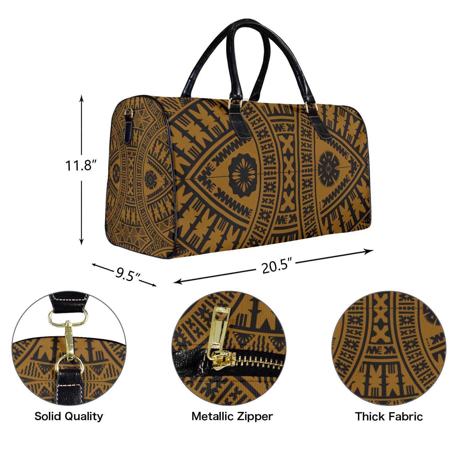 BROWN BLACK Travel Bag-Large (Black Short)
