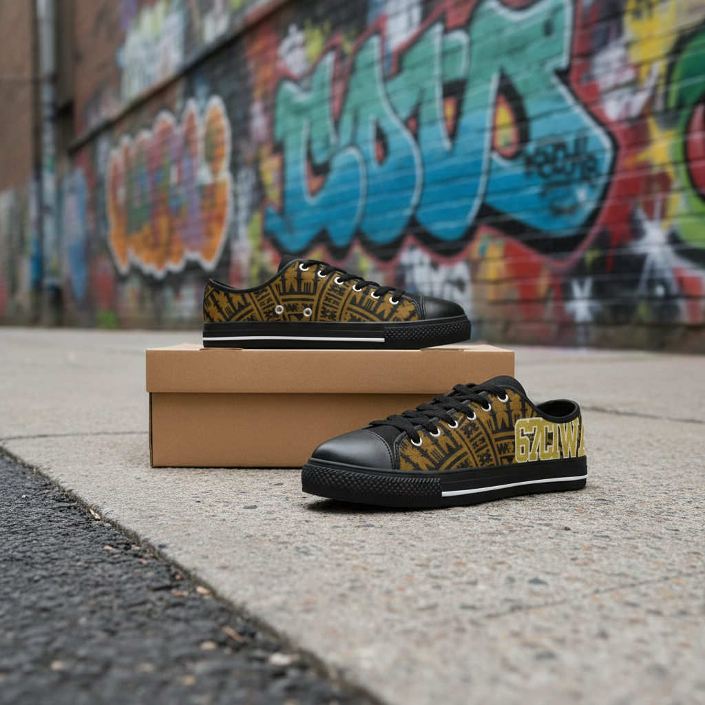 67CIWA Brown Black Men's Low Top