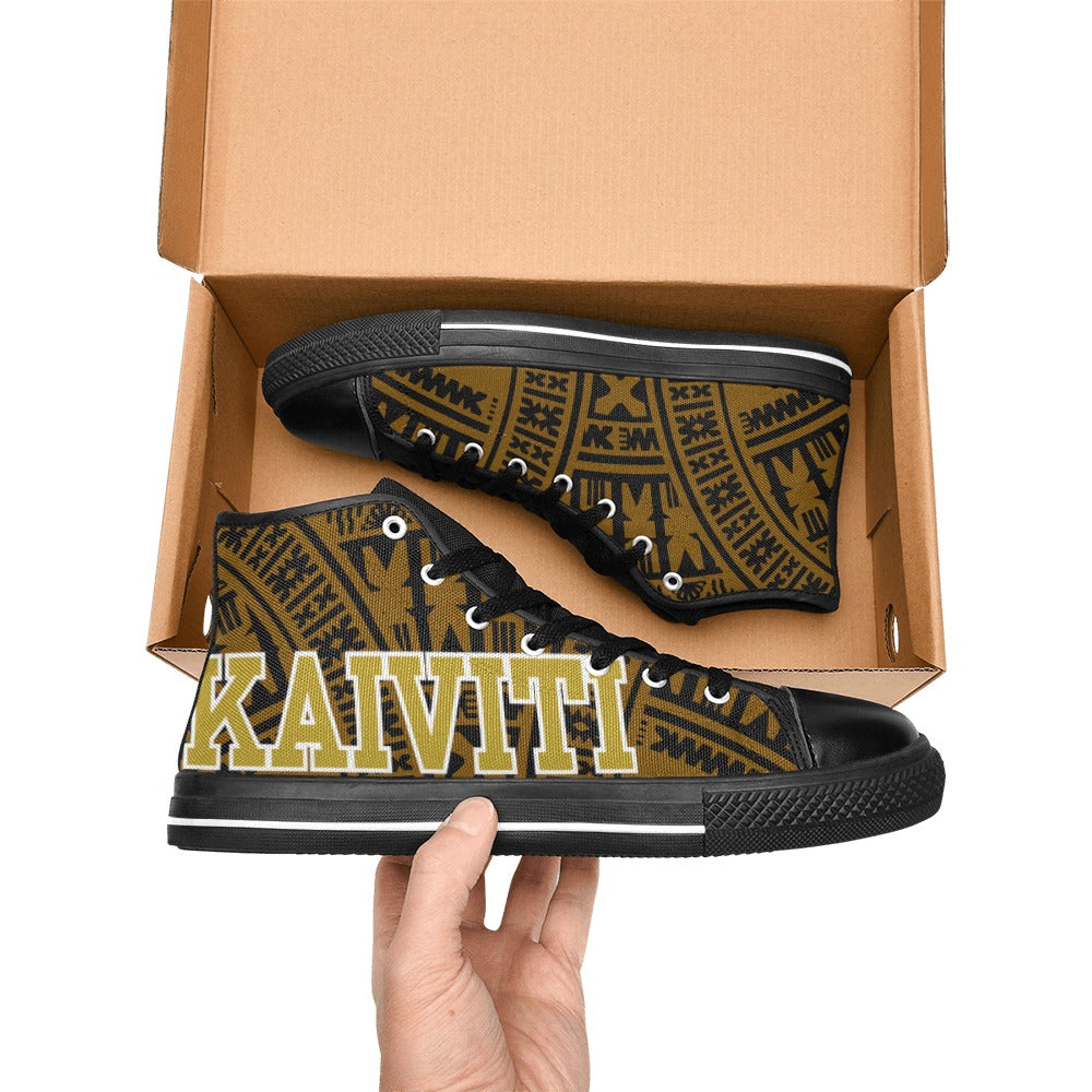 KID'S KAIVITI Brown Gold High Top Canvas