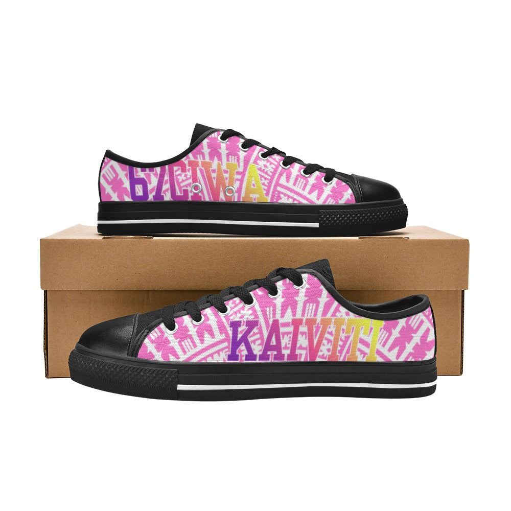 White on Pink Women's Low Top