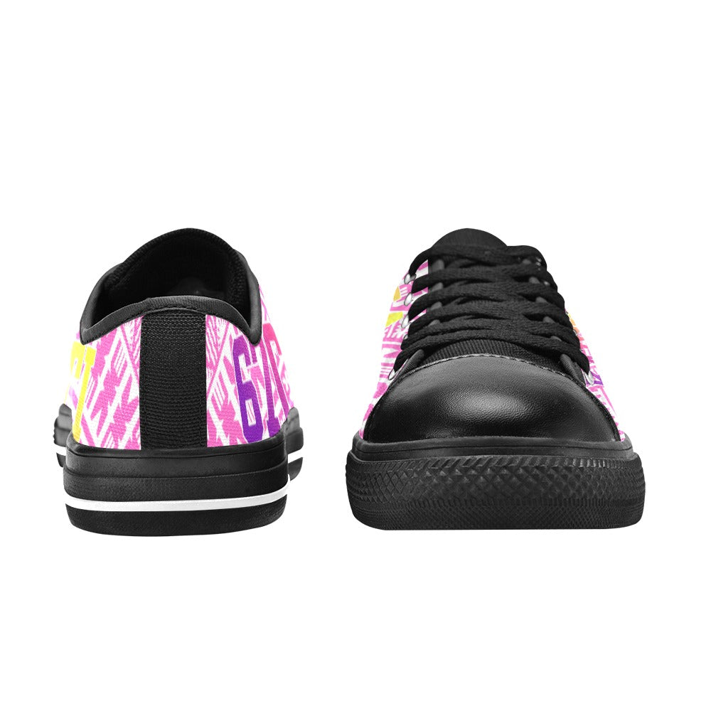 WHITE ON PINK Women's Low Top