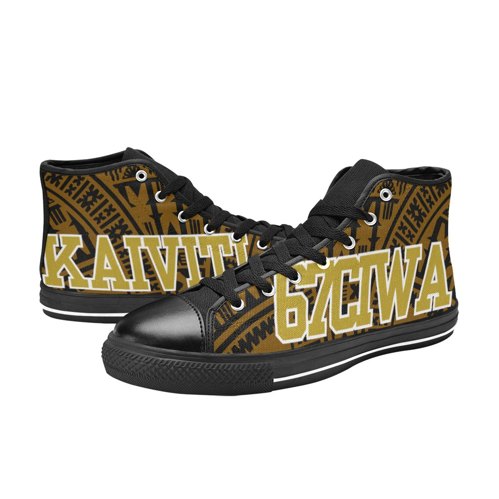 KID'S KAIVITI Brown Gold High Top Canvas