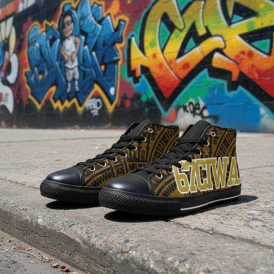 KID'S KAIVITI Brown Gold High Top Canvas