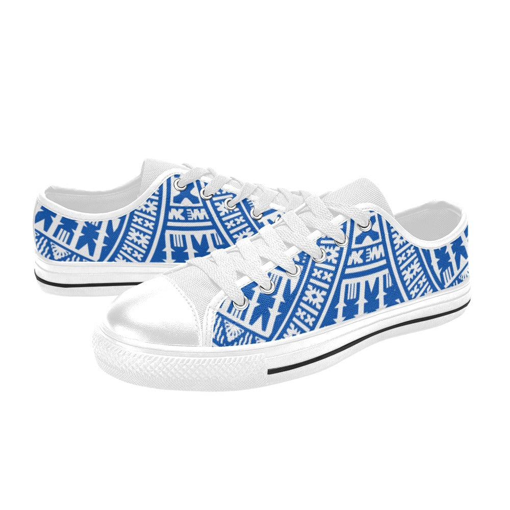 KID'S WHITE BLUE Low Top Canvas Sneakers