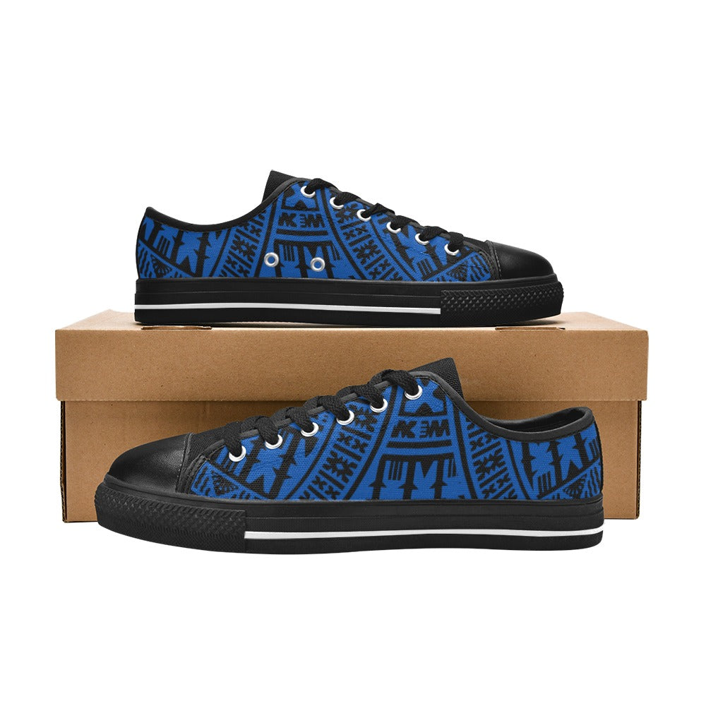 KID'S BLACK BLUE Low Top Canvas Sneakers