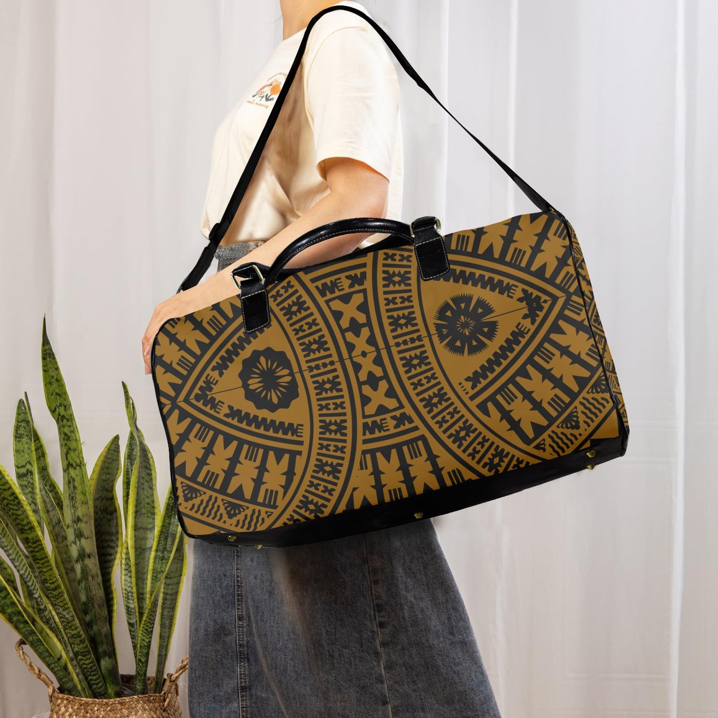 BROWN BLACK Travel Bag-Large (Black Short)