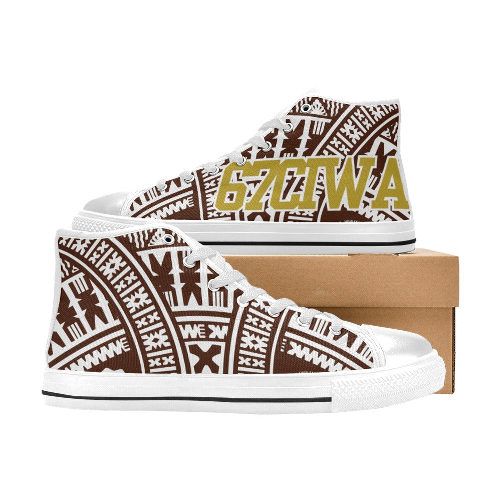 67CIWA Brown White Men's High Top