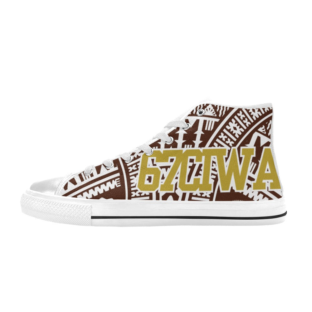 67CIWA Brown White Men's High Top