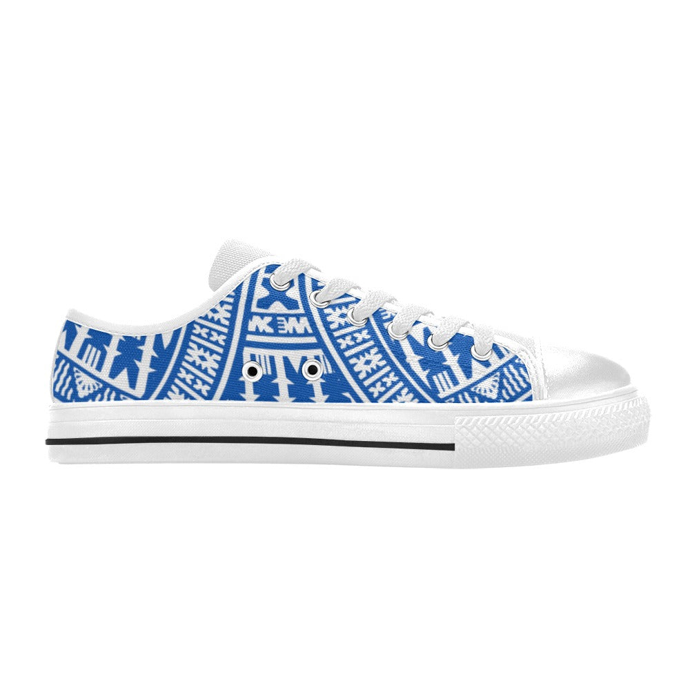 KID'S WHITE BLUE Low Top Canvas Sneakers