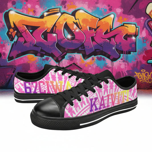 WHITE ON PINK Women's Low Top